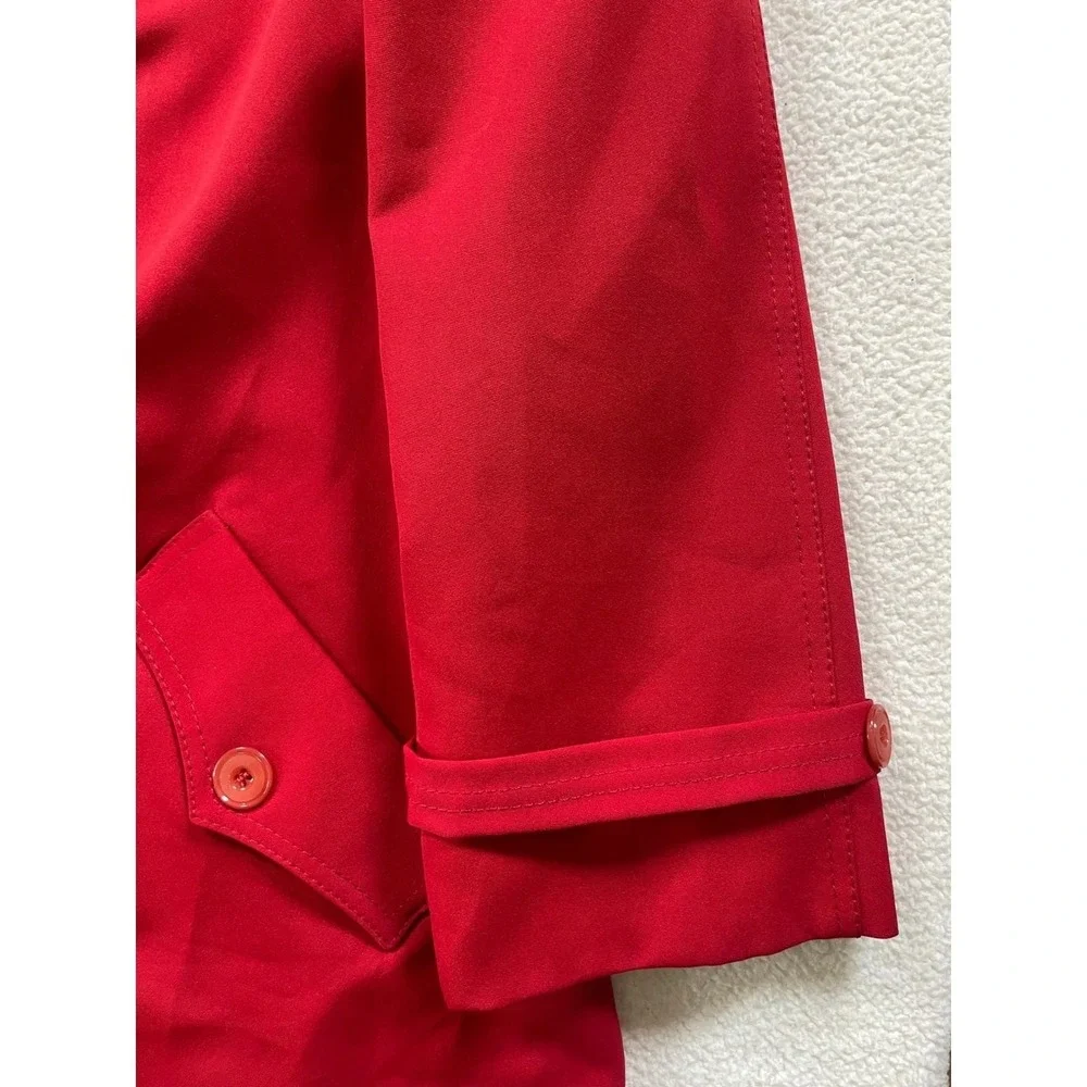 Vintage 60s Outer Banks Women Small Trench Coat Red Western‎ Yoke Rain Repellent